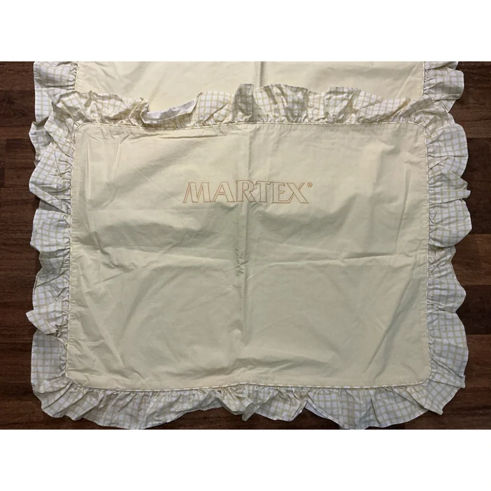 Pair Of Vtg Pastel Yellow MARTEX Ruffled STANDARD Pillow Shams
